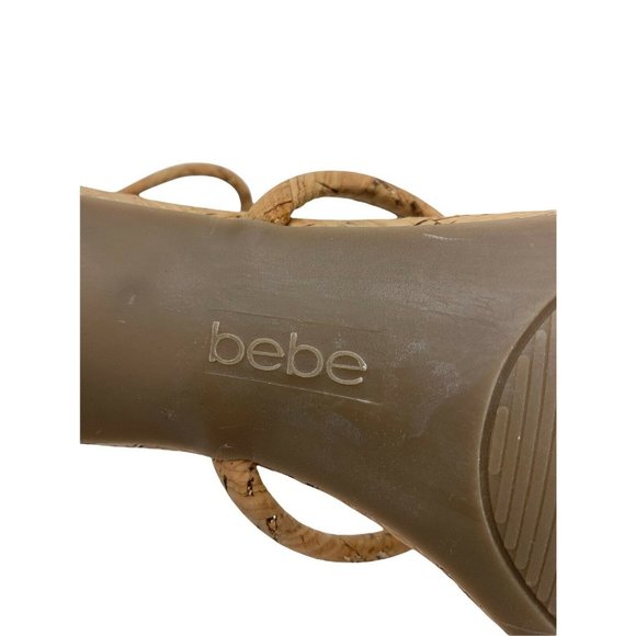 Bebe BERDINE Size 8.5 Glittery Cork Ankle Strap High Heels EUC - Picture 8 of 10